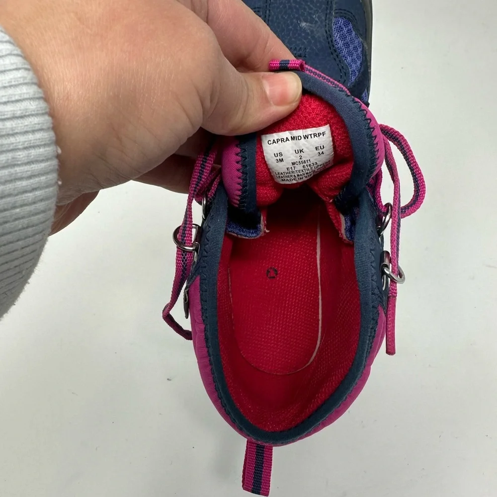 Merrell Navy Pink Purple Kids Waterproof Hiker Boot